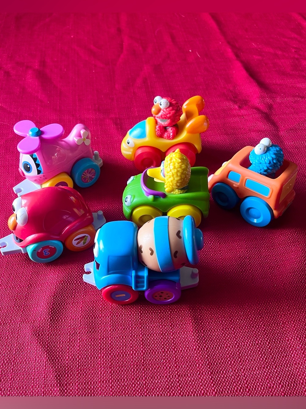 Sesame Street Hasbro Wheelies Vehicle Toys Set Lot of 6 (2011, 2019) Collectible
